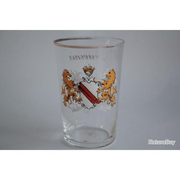 Ancien verre �maill� Souvenir de Strasbourg Armoiries