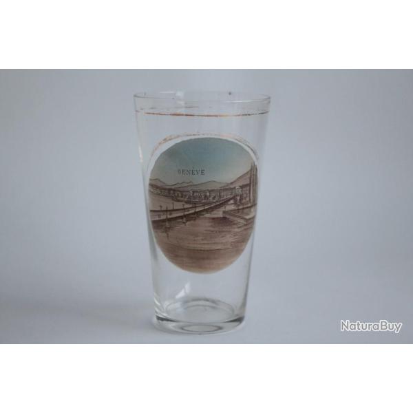 Ancien verre �maill� Souvenir Gen�ve Suisse