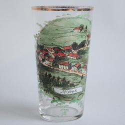 Ancien verre &eacute;maill&eacute; Souvenir Mijoux Ain