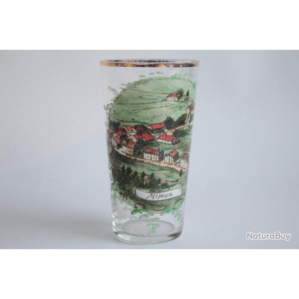 Ancien verre �maill� Souvenir Mijoux Ain
