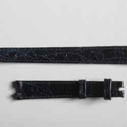 Bracelet montre Universal Gen&egrave;ve croco bleu marine 13 mm vintage