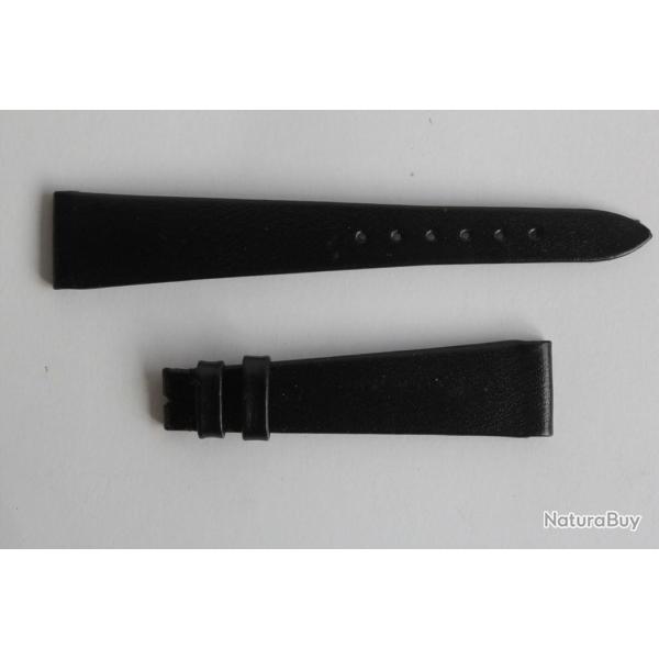 Bracelet montre Universal Gen�ve cuir noir 16 mm vintage