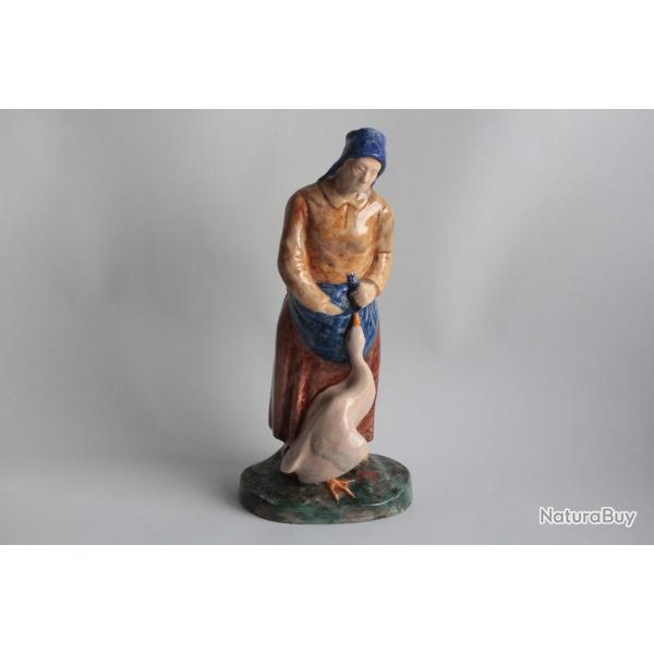 Charles VIRION Femme � l'Oie c�ramique