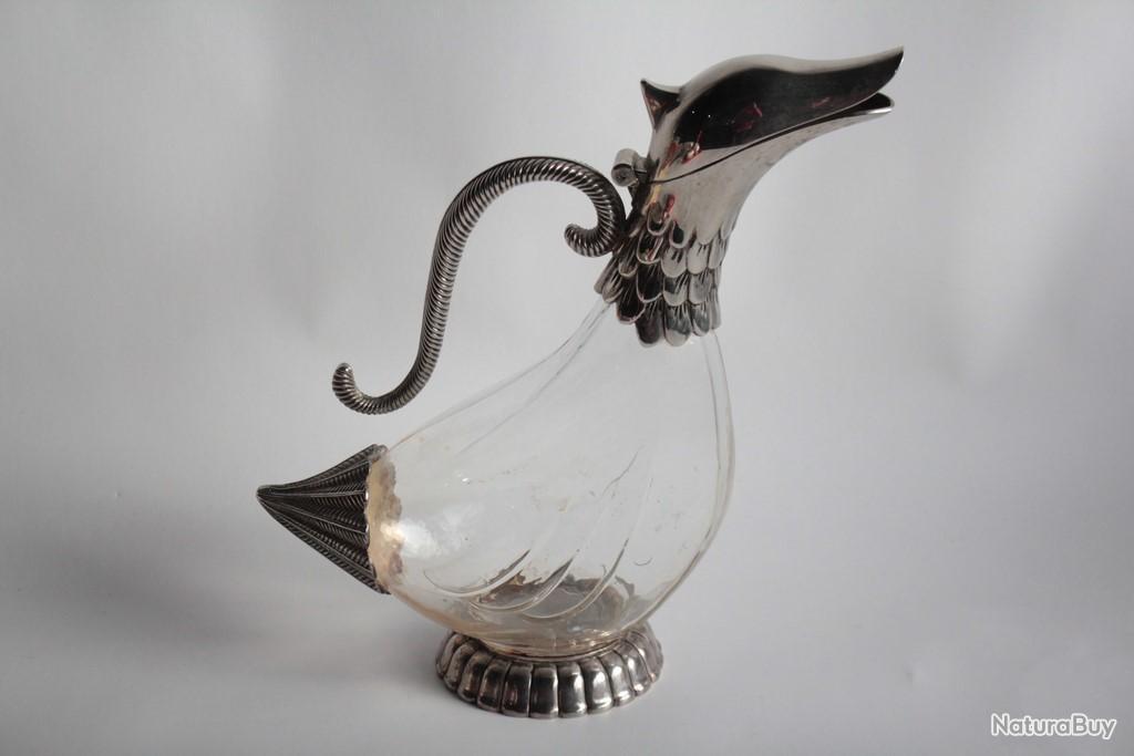 Set De 6 Dessous De Verre Métal Argenté - Décor Canards - Occasion