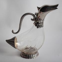 SILEA Carafe Canard verre métal argenté