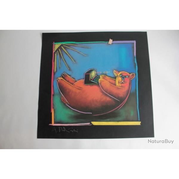 S�rigraphie Andrzej Dudzinski ours sur ordinateur Pologne