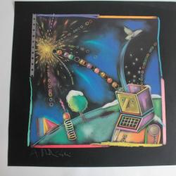 Sérigraphie Andrzej Dudzinski ordinateur robot Pologne