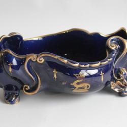 Jardinière faïence bleue Gustave Asch Fleur de Lys Tours