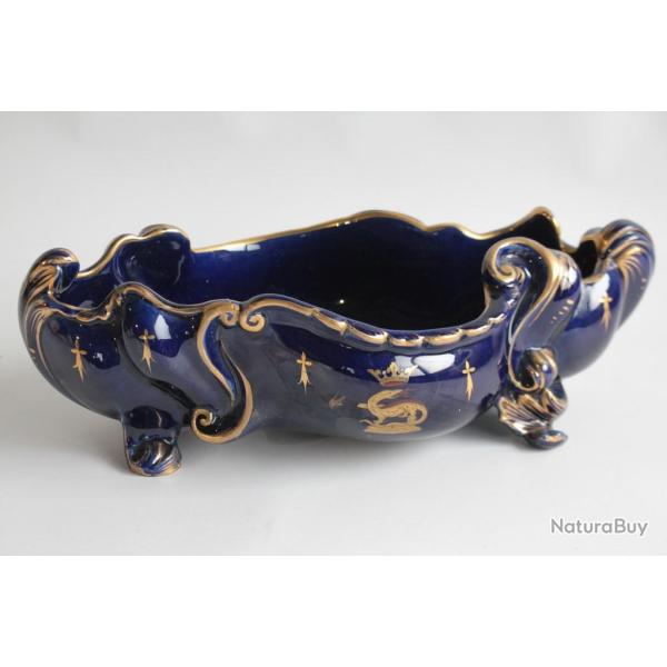 Jardini�re fa�ence bleue Gustave Asch Fleur de Lys Tours