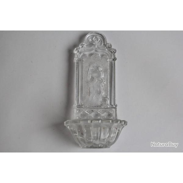 B�nitier verre Vierge � l'enfant