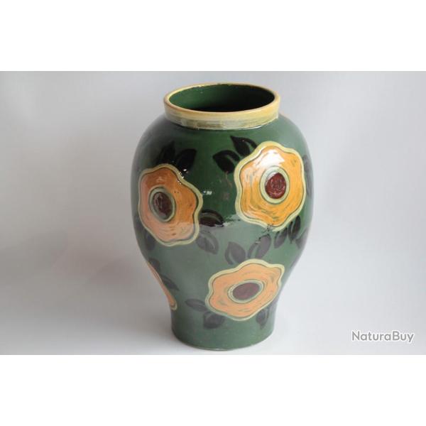 Paul Ami BONIFAS Grand Vase terre verniss�e Ferney Voltaire