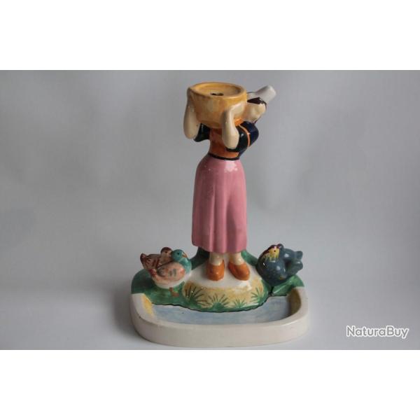 Pied de lampe Bigoud�ne fa�ence Charles Maillard Henriot Quimper