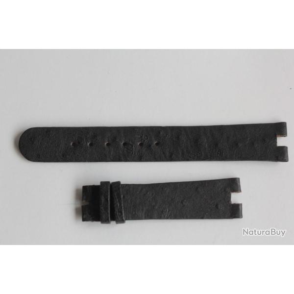 Bracelet montre Devon cuir autruche noir 18 mm vintage