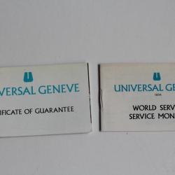 Garantie montre Universal Gen&egrave;ve Guarantee Booklet