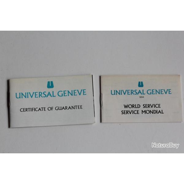Garantie montre Universal Gen�ve Guarantee Booklet