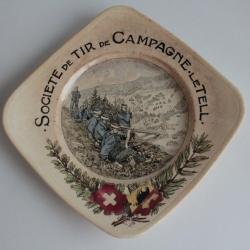 Assiette de tir Militaire Le Tell fa&iuml;ence Coppier Carouge Suisse