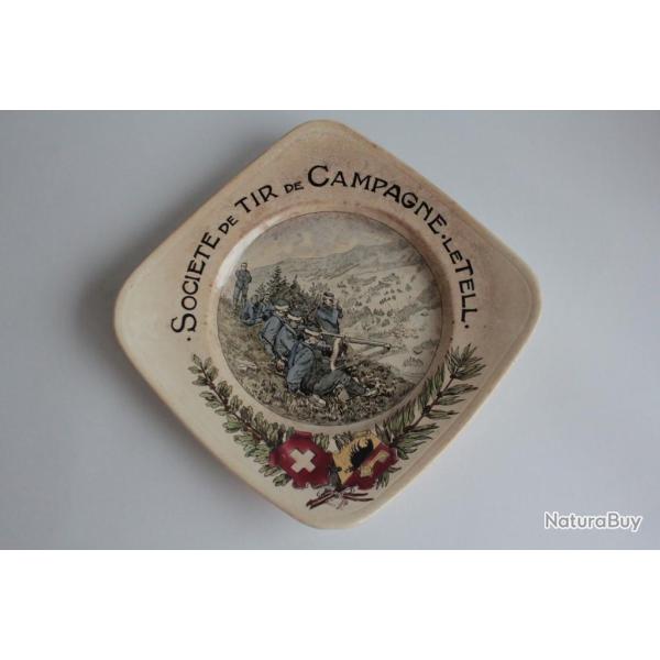 Assiette de tir Militaire Le Tell fa�ence Coppier Carouge Suisse