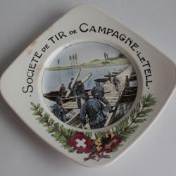 Assiette de tir Militaire Le Tell fa&iuml;ence Coppier Carouge Suisse