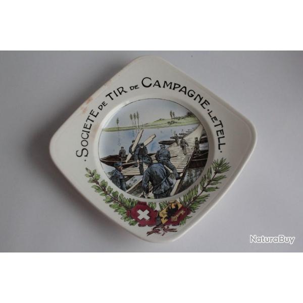 Assiette de tir Militaire Le Tell fa�ence Coppier Carouge Suisse