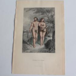Gravure BUFFON L'Homme et la Femme XIXe si&egrave;cle