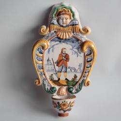 Ancien Bénitier faïence baroque Italie