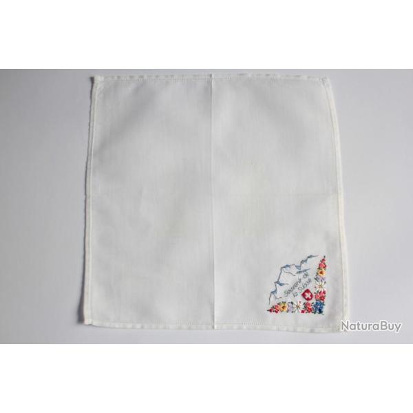 Mouchoir brod� coton Souvenir de la Suisse