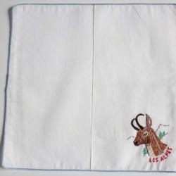 Mouchoir brodé coton Les Alpes Chamois