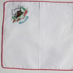 Mouchoir brodé coton Valloires Savoie Chalet