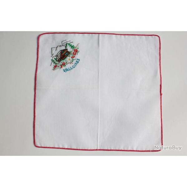 Mouchoir brod� coton Valloires Savoie Chalet