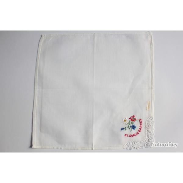 Mouchoir brod� coton St Sorlin d'Arves Savoie