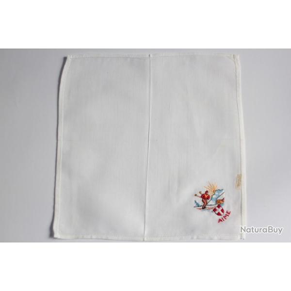 Mouchoir brod� coton Aime-la-Plagne Skieur
