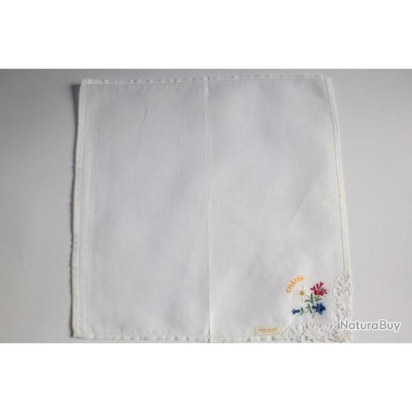 Mouchoir brod� coton Ch�tel Haute-Savoie