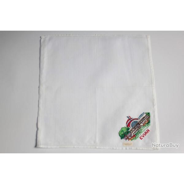 Mouchoir brod� coton Evian Haute-Savoie