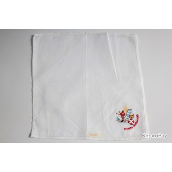 Mouchoir brod� coton Grand-Bornand Skieur