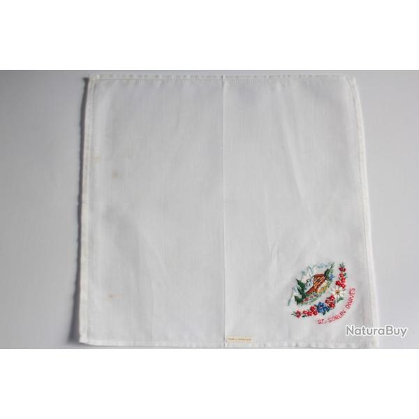 Mouchoir brod� coton St Sorlin d'Arves Savoie