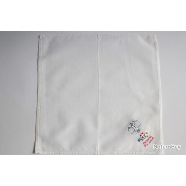 Mouchoir brod� coton Thonon les Bains Haute-Savoie