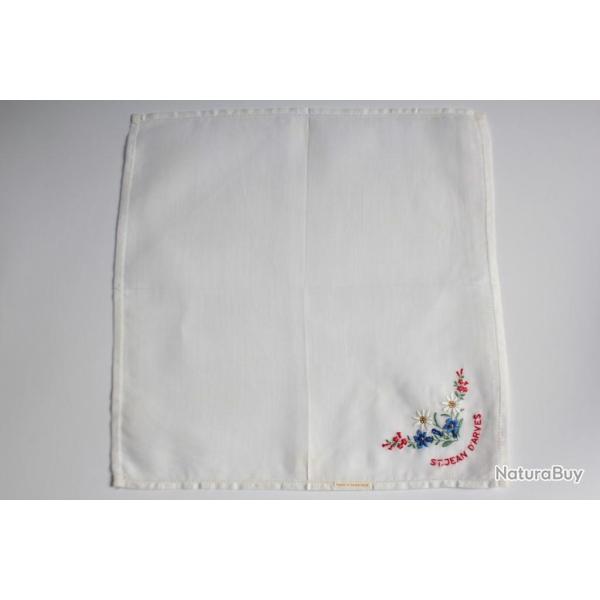 Mouchoir brod� coton St Jean d'Arves Savoie