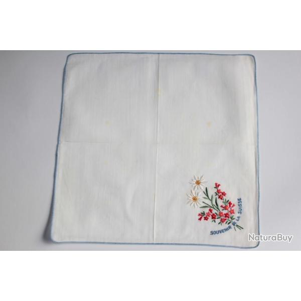 Mouchoir brod� coton Souvenir de la Suisse
