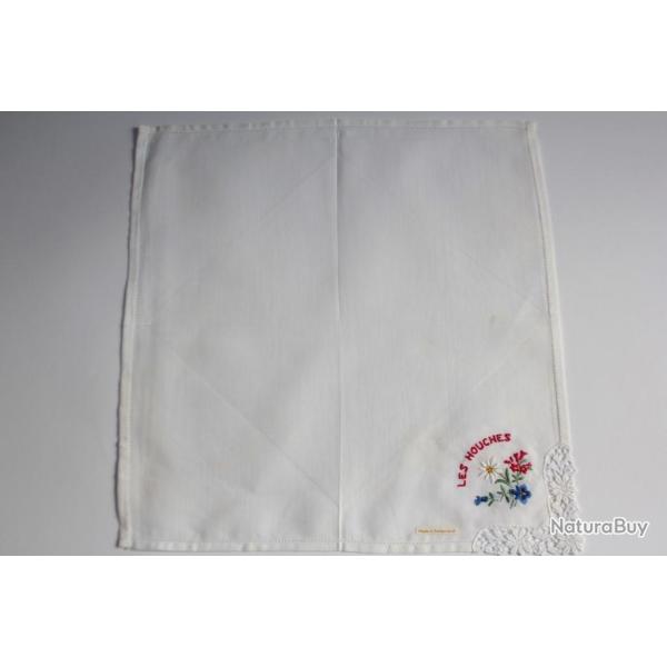 Mouchoir brod� coton Les Houches Haute-Savoie
