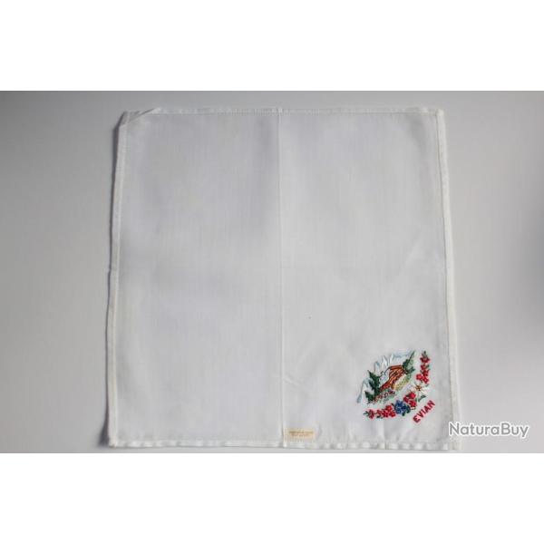 Mouchoir brod� coton Evian Haute-Savoie Chalet