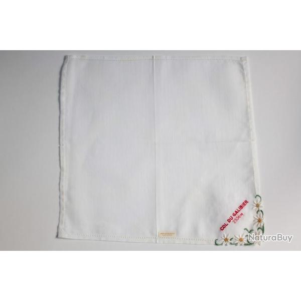 Mouchoir brod� coton Col du Galibier Edelweiss