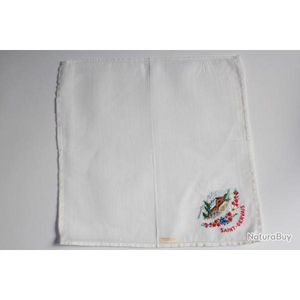 Mouchoir brod� coton Saint-Gervais Haute-Savoie