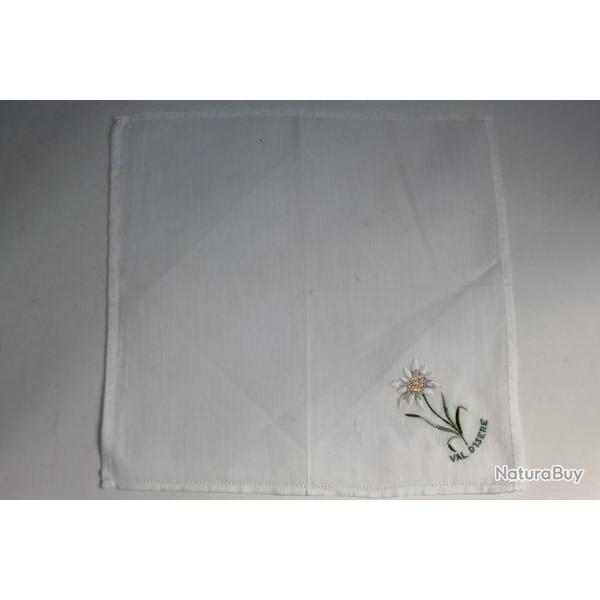 Mouchoir brod� coton Val d'Is�re Edelweiss
