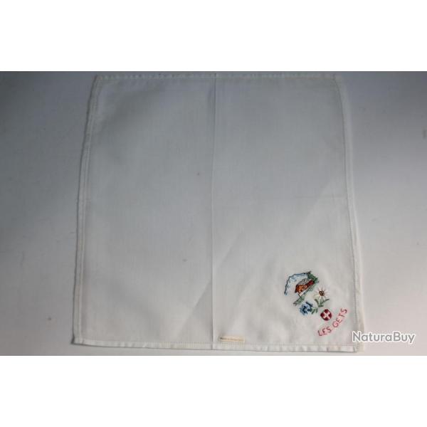 Mouchoir brod� coton Les Gets Haute-Savoie