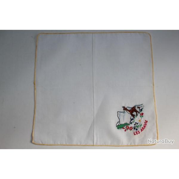 Mouchoir brod� coton Les Aravis Savoie Chamois