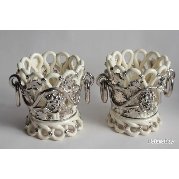 Paire cache-pots Fa�ence Langeais Vignes XIXe si�cle