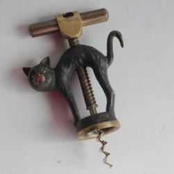 Tire-bouchon figuratif Chat noir Bronze corkscrew black cat