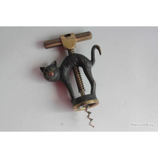 Tire-bouchon figuratif Chat noir Bronze corkscrew black cat
