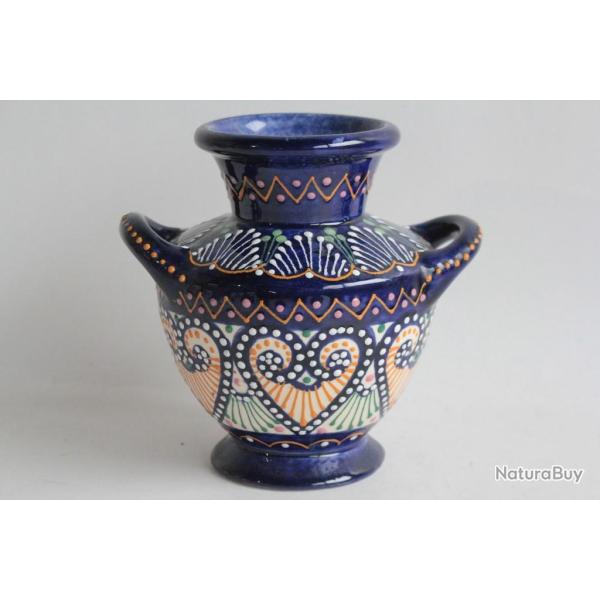 Vase fa�ence d�cor �maill� perl� HB Quimper F250 D708 PK