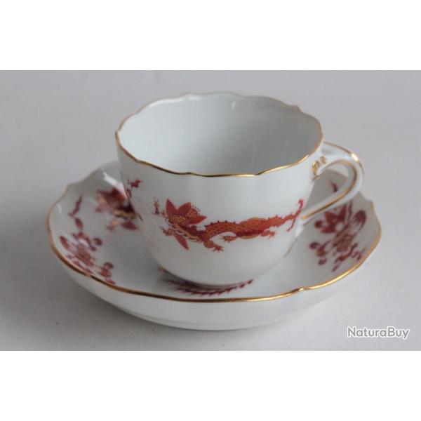 MEISSEN Tasse porcelaine Dragon rouge